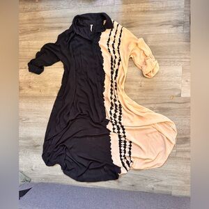 Black and Blush Two-Tone Women’s Dress with Scallop Trim